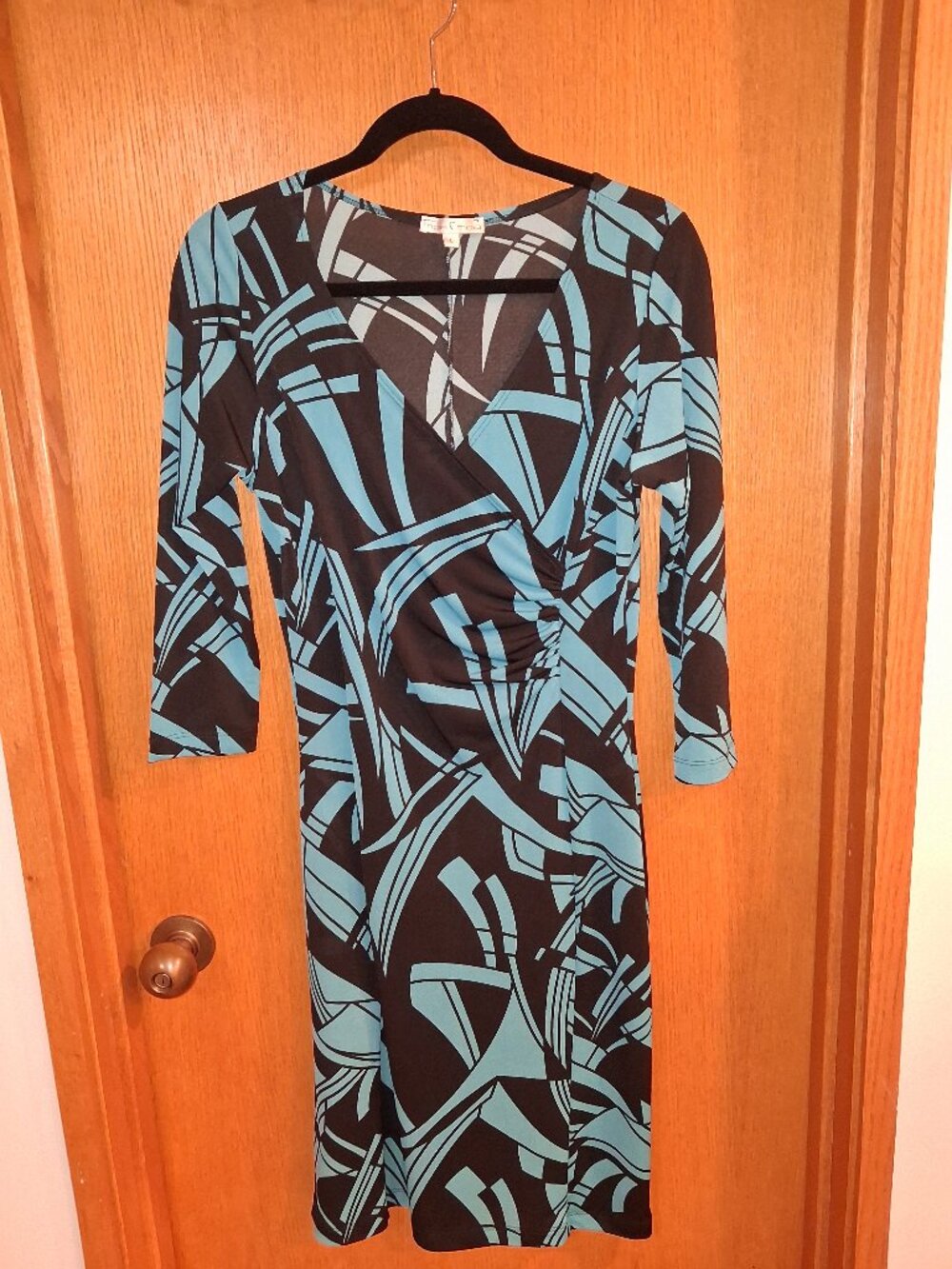 Geometric Green and Black jersey knit dress size L from moa moa